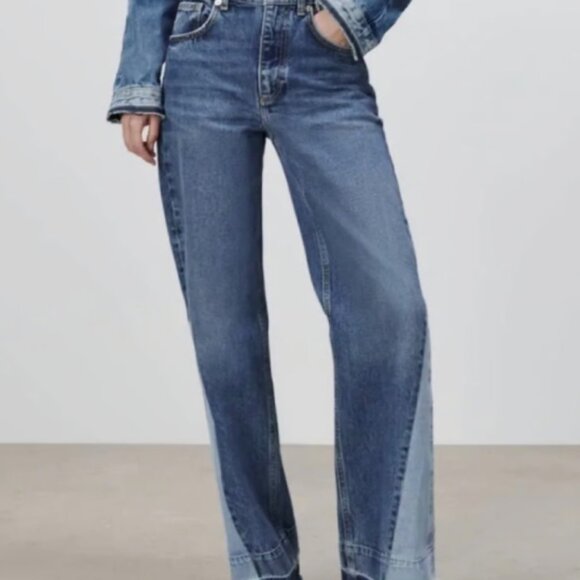 Zara Wide Leg Patchwork Jeans (Size 25) - Picture 4 of 6